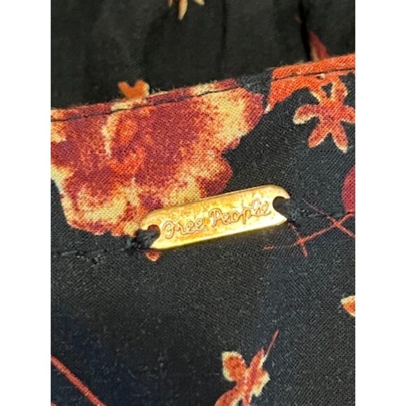 Free People Flower Fields Mini Dress Floral Black Red Boho XS Oversized - Picture 6 of 11
